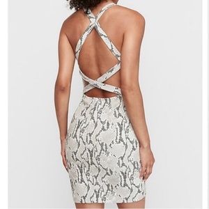 NWT Express Snakeskin Mini Dress Criss Cross Strap